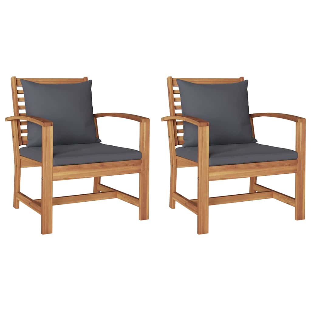 Gartenstühle 2 pcs Natur 60 x 65 x 76.5 cm Teak-Massivholz